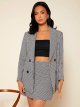 Women's 2 Piece Outfits Houndstooth Double Breasted Blazer and Skirt Suit Set