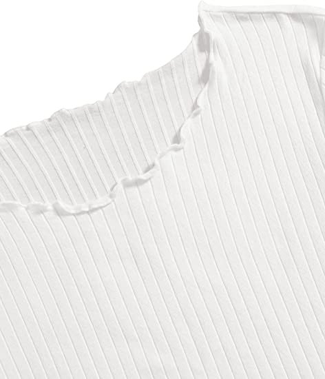 Women's Ribbed Knit Short Sleeve Crew Nekc Basic T Shirt Bodysuit