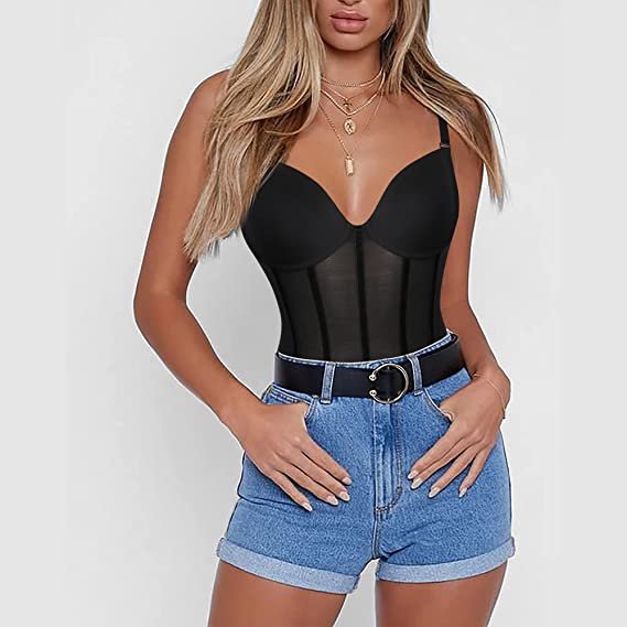 Women's thong jumpsuit, tuck in body shaping suit, open back mesh jumpsuit, tight top