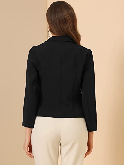 Women's Open Front Office Work Business Crop Suit Blazer Jacket